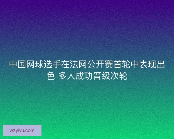 中国网球选手在法网公开赛首轮中表现出色 多人成功晋级次轮