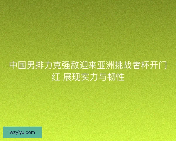 中国男排力克强敌迎来亚洲挑战者杯开门红 展现实力与韧性